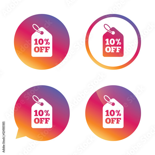 10 percent sale price tag sign icon.