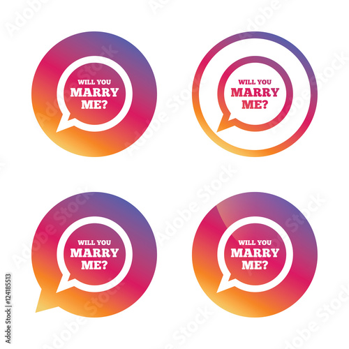 Marry me speech bubble sign icon. Engagement symbol.