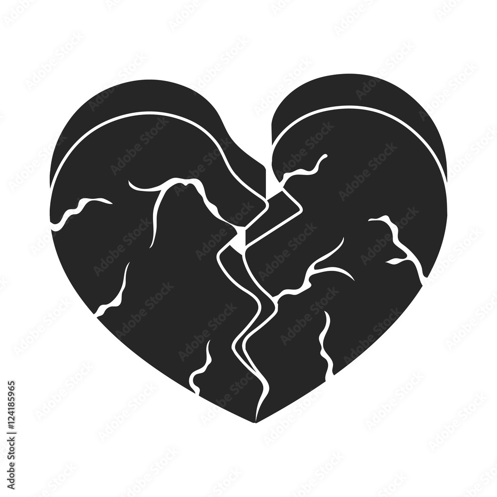 Heart icon in black style isolated on white background. Romantic symbol ...