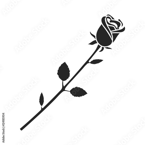 Rose icon in black style isolated on white background. Romantic symbol stock vector illustration.