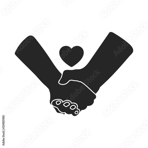 Hands icon in black style isolated on white background. Romantic symbol stock vector illustration.