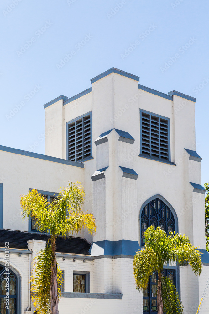 Square Stucco Church in Tropics