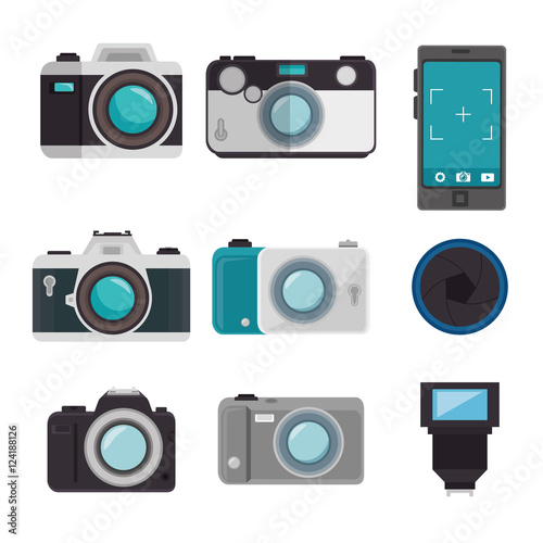 set photographic equipment design vector illustration graphic