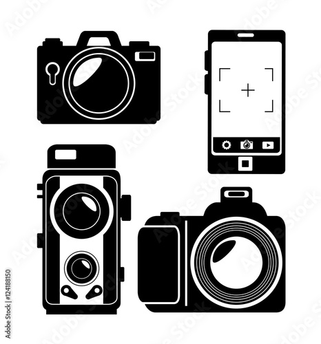 evolution photographic camera design, vector illustration graphic
