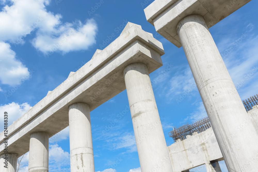 Construction Highway Junction Construction industrial new highway junction flyover ramps in progress for vehicle traffic flow columns Construction Highway Junction Construction industrial new highway junction flyover ramps in progress for vehicle traffic flow columns