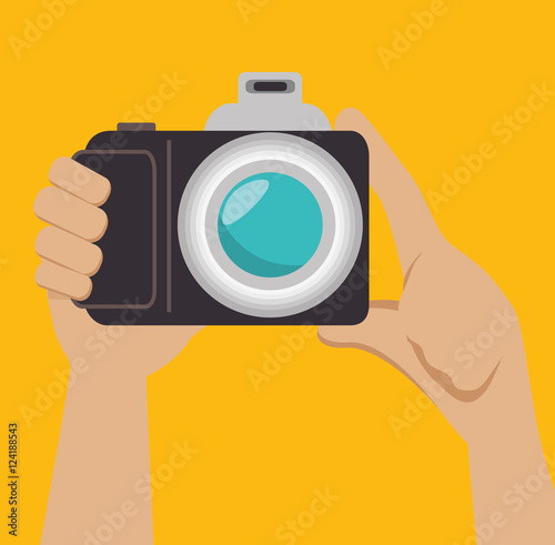 hand photographer photocamera icon design, vector illustration graphic