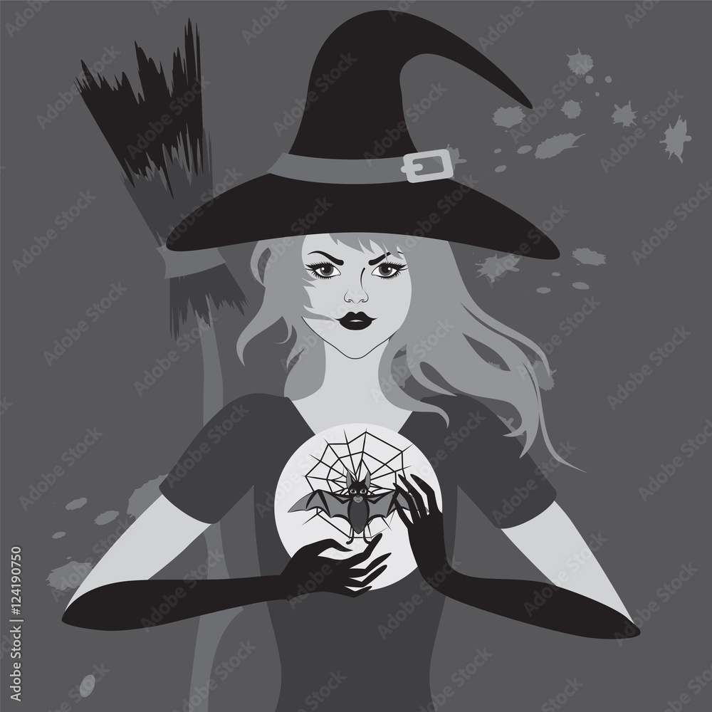 witch with magic ball