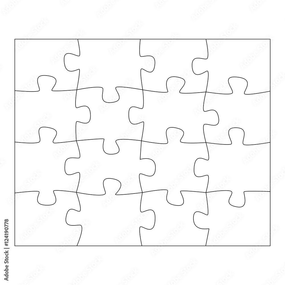 Template paper for thinking puzzles games. Business concept infographics. Puzzle pieces and jigsaw puzzle. Vector illustration