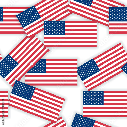 seamless pattern - US flags with shadows