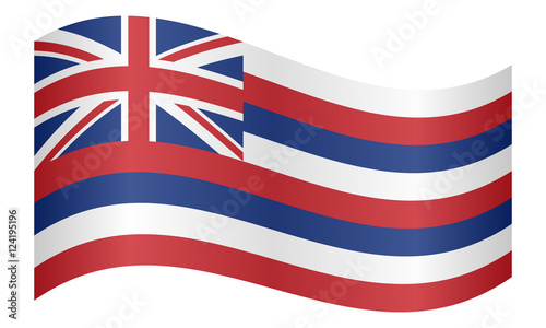 Flag of Hawaii waving on white background