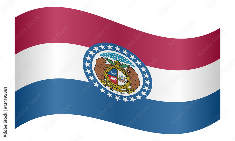 Flag of Missouri waving on white background Flag of Missouri waving on white background