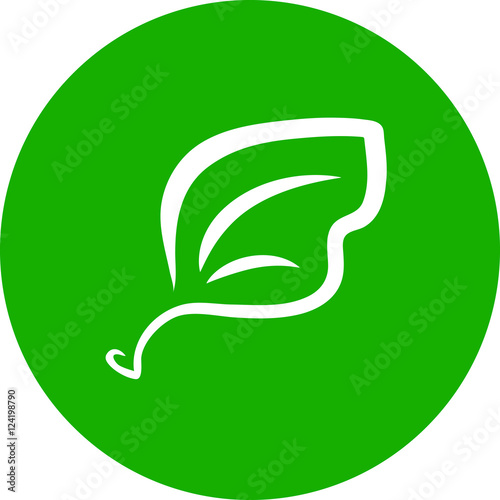 контур листа на зеленом фоне круглая иконка photo