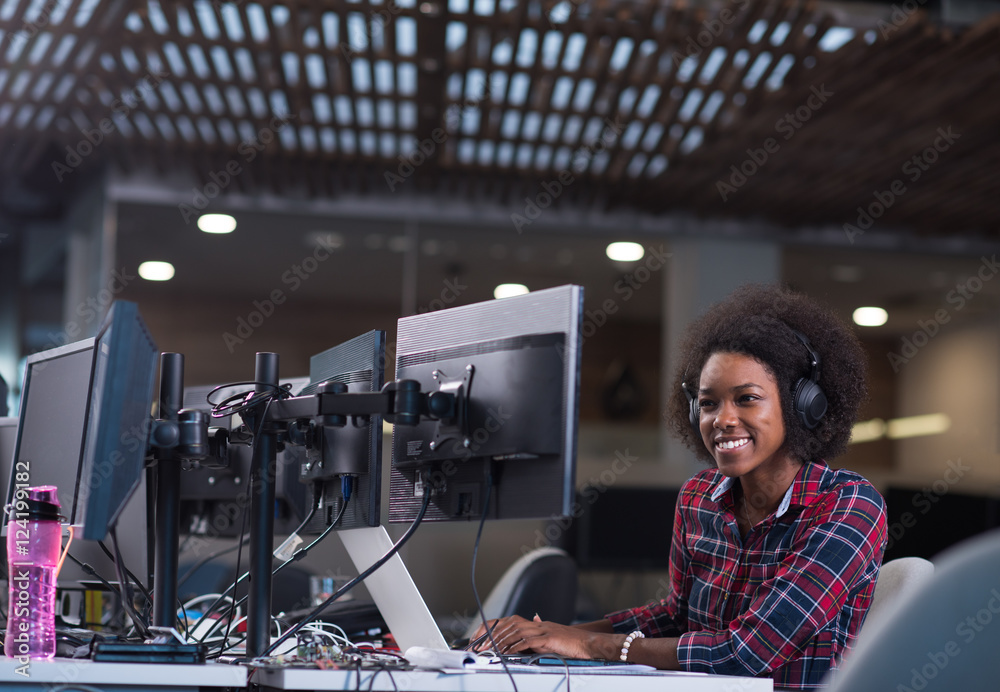 portrait of a young successful African-American woman in modern portrait of a young successful African-American woman in modern