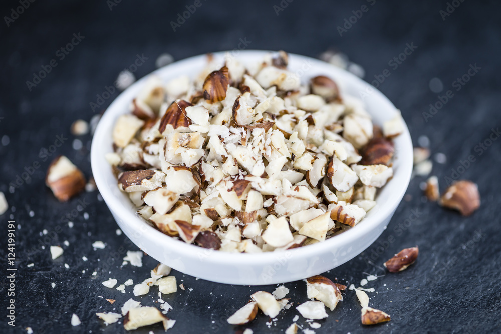Slate slab with minced Hazelnuts Slate slab with minced Hazelnuts