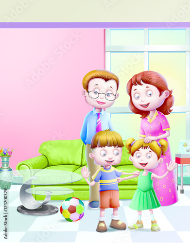 A small family in a room