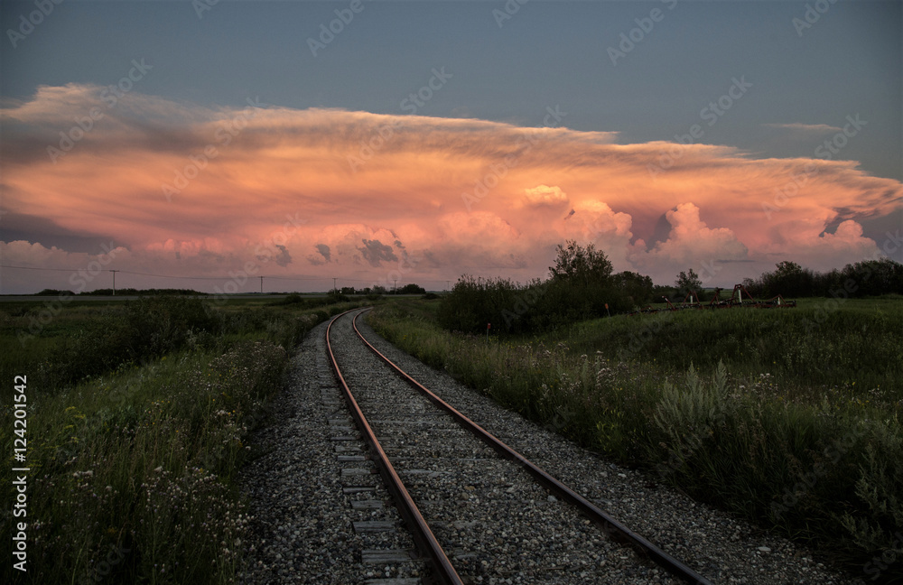Fototapeta premium Storm Clouds Saskatchewan sunset