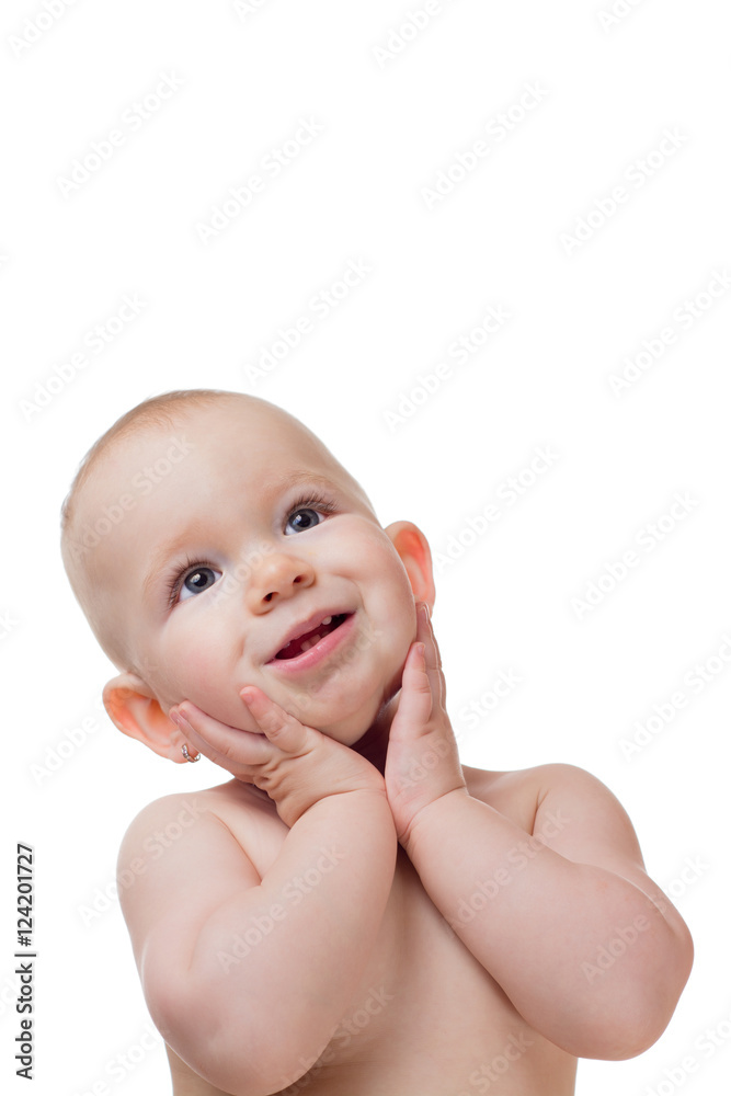 Adorable little baby girl isolated on white background Adorable little baby girl isolated on white background