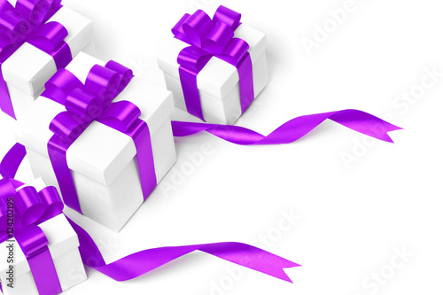 set of gift boxes with a tape