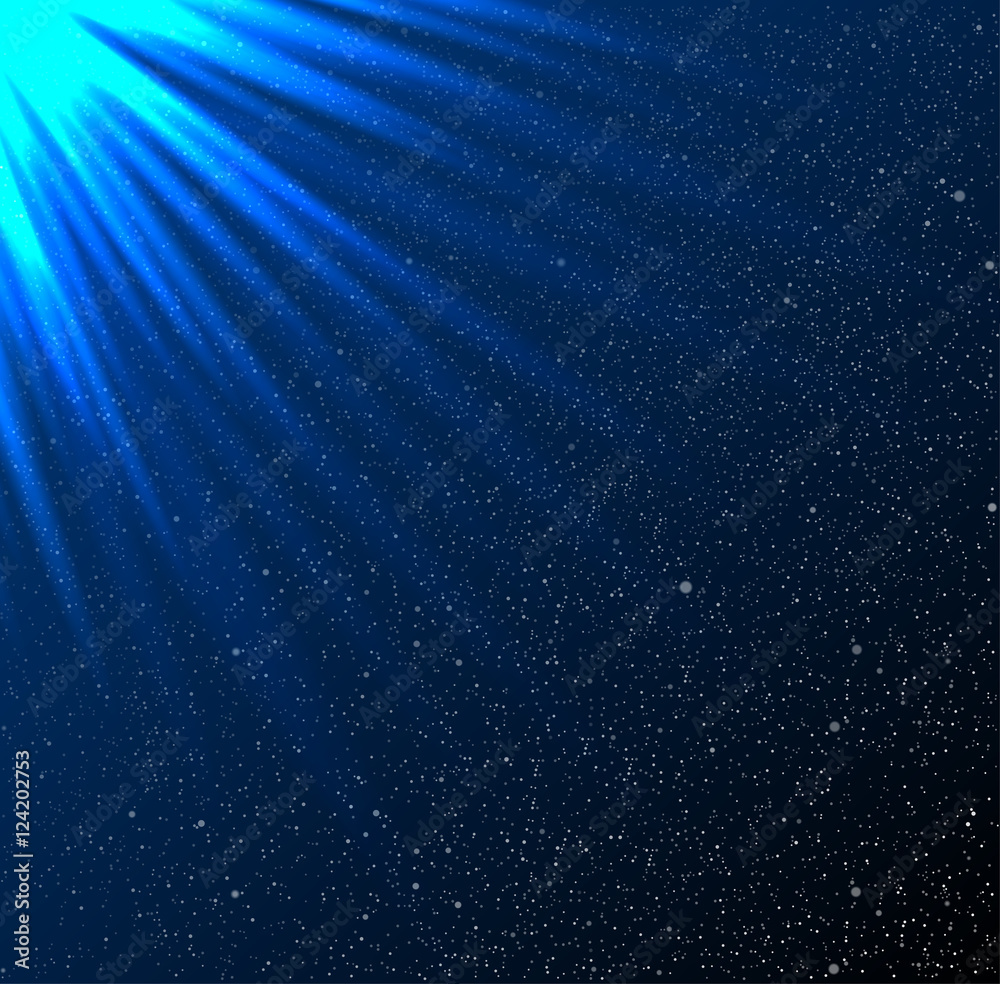 Obraz premium Stars, sky, night. Blue rays. Glare.