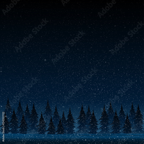 Falling snow vector. Christmas tree. Star.