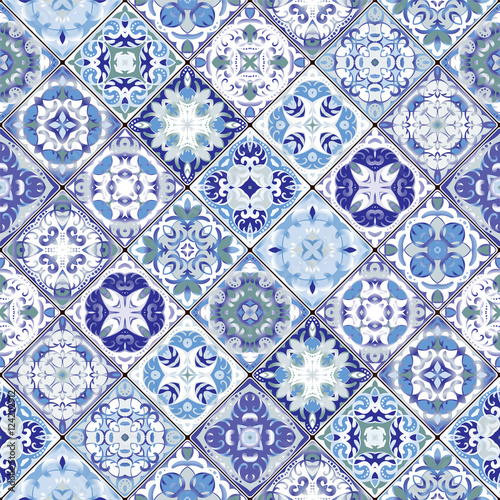 Seamless pattern of hexagonal mosaics