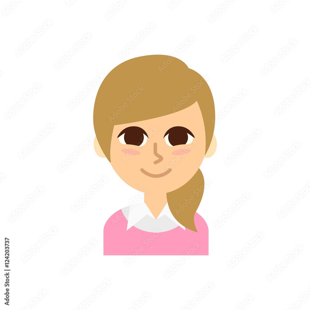 Female Profile Picture. Isolated and minimalistic