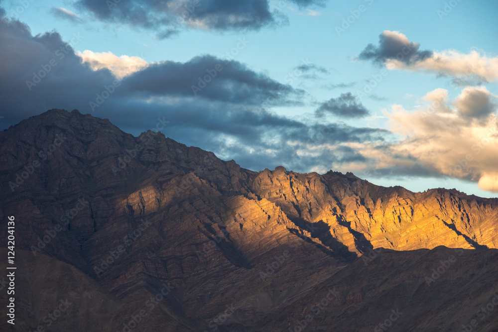 Naklejka premium Himalayan range view from Leh city in early morning, India.