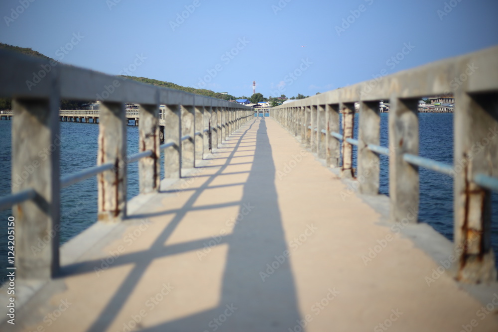 Cement bridge pier and wave in Mae Rumphueng Beach Rayong at Thailand Cement bridge pier and wave in Mae Rumphueng Beach Rayong at Thailand