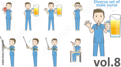 Diverse set of male nurse , EPS10 vector format vol.8