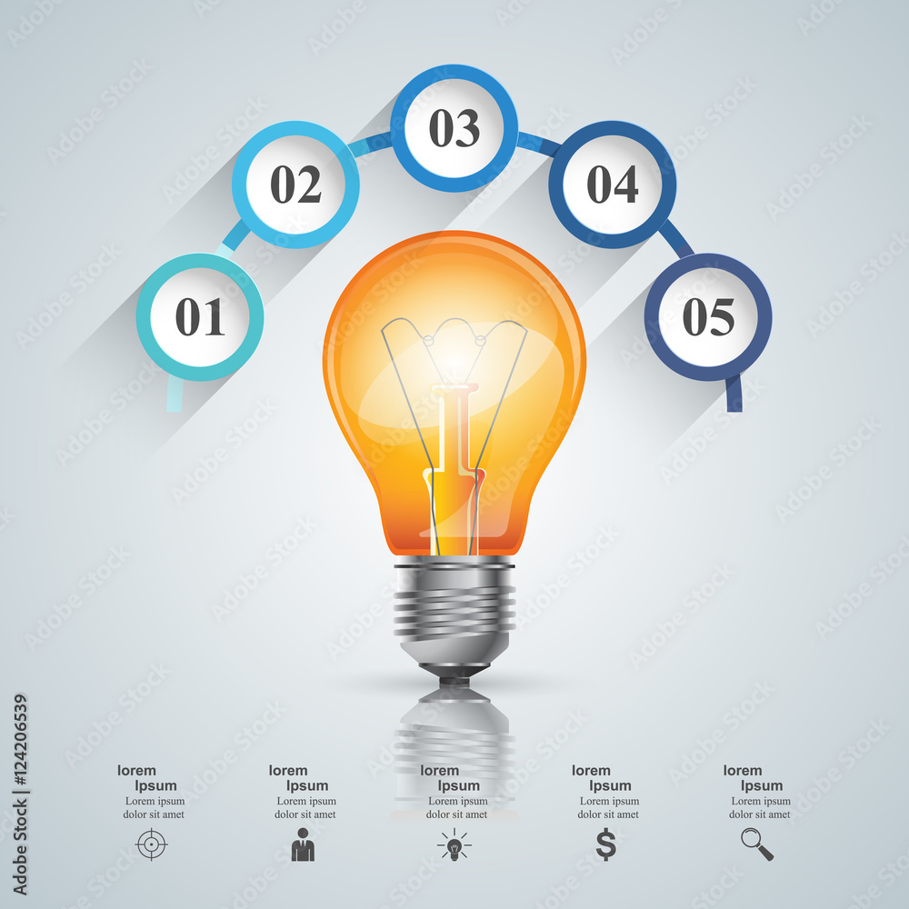Infographic design. Bulb, Light icon. Infographic design. Bulb, Light icon.