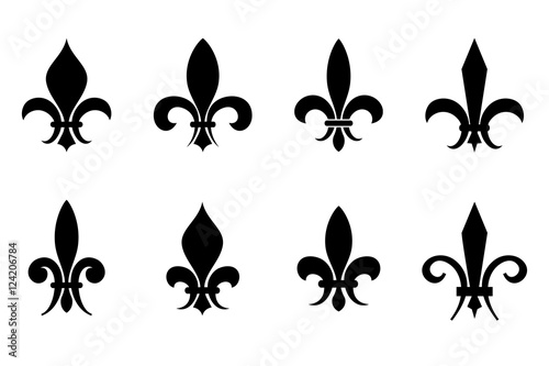 Fleur de lis vector set in black isolated white