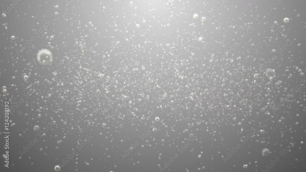 A silver background of sparse soda bubble fizz with last 10 seconds loop at end.