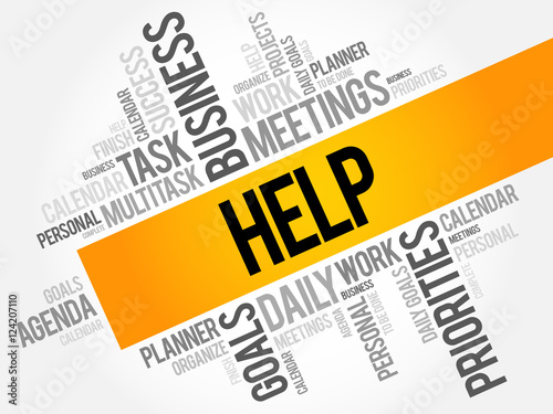 HELP word cloud collage, business concept background