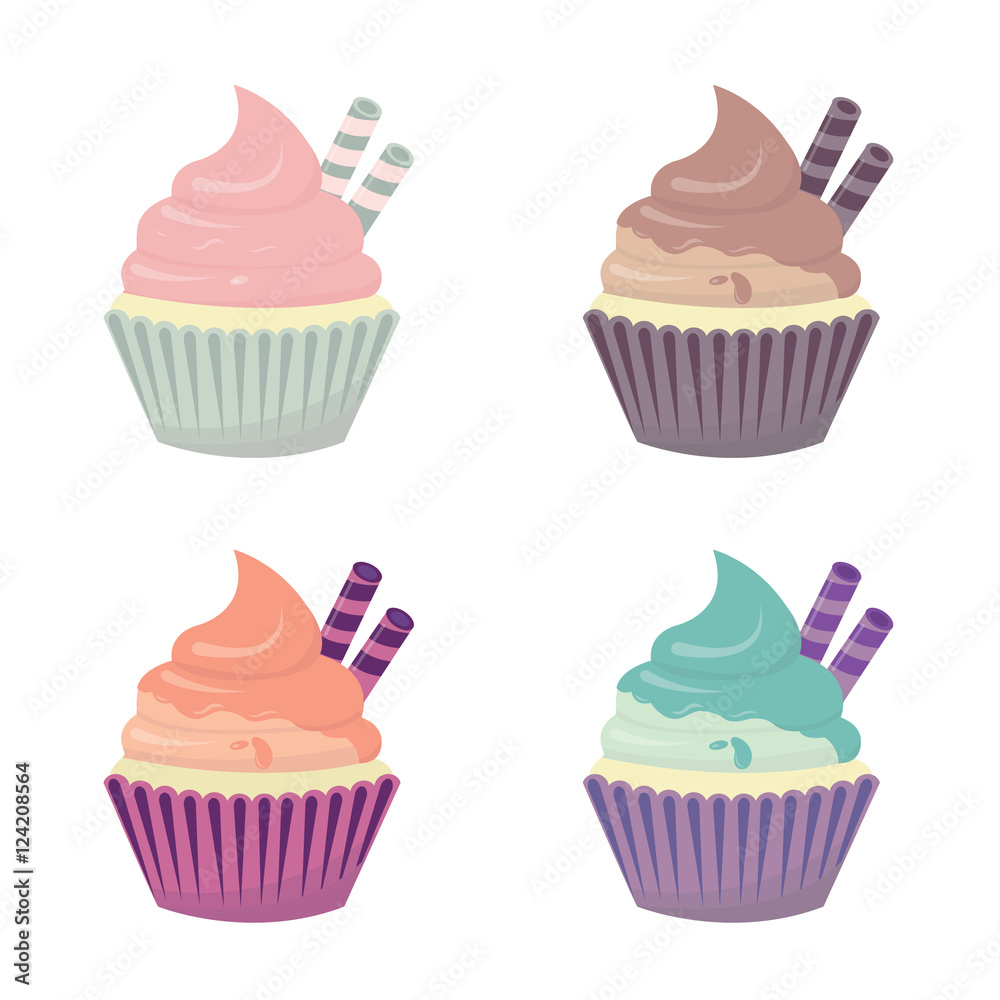 Set of cute vector cupcakes and muffins Set of cute vector cupcakes and muffins