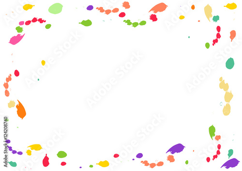 Abstract paint colorful frame on white background; template decoration with blank space.