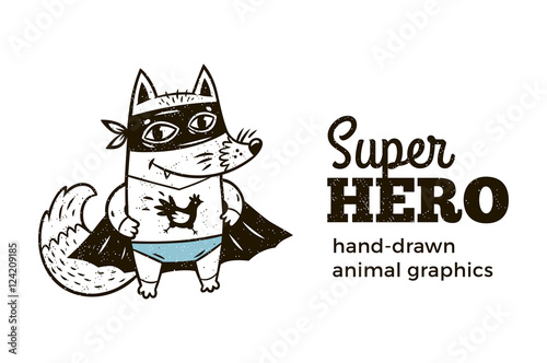 Super Fox in costume character isolated on white background