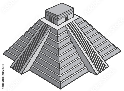 mayan pyramid vector illustration (chinhen itza monument)