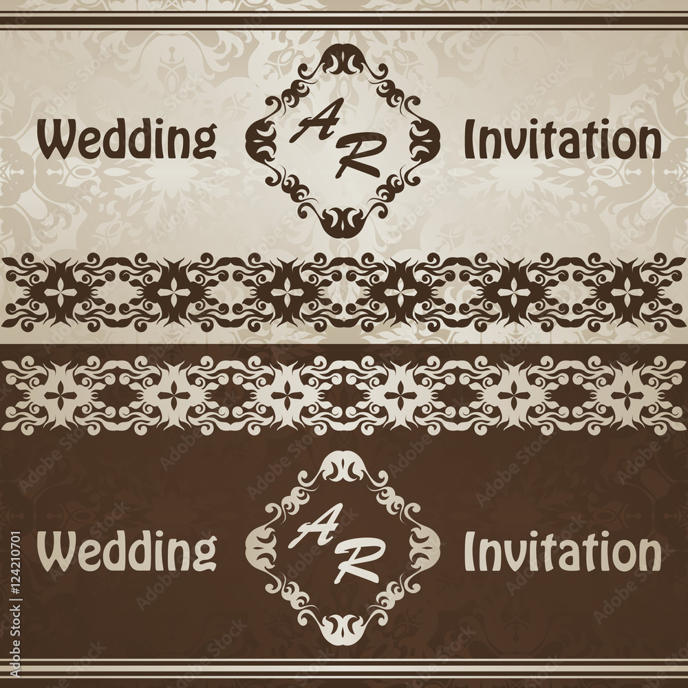 Template of wedding invitation in different colors Template of wedding invitation in different colors