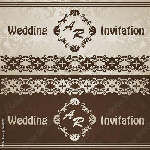 Template of wedding invitation in different colors