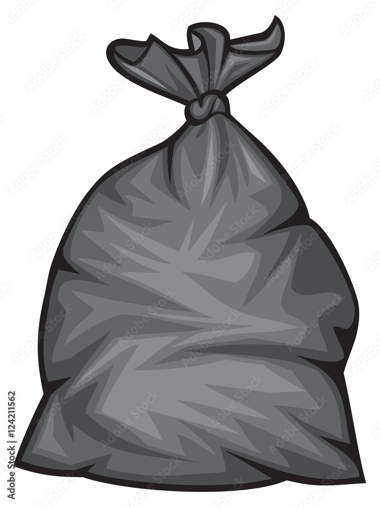 Naklejka premium black plastic trash bag vector illustration