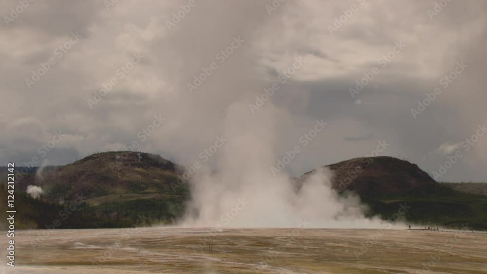 Wide shot of hot spring in Yellowstone National Park Wide shot of hot spring in Yellowstone National Park