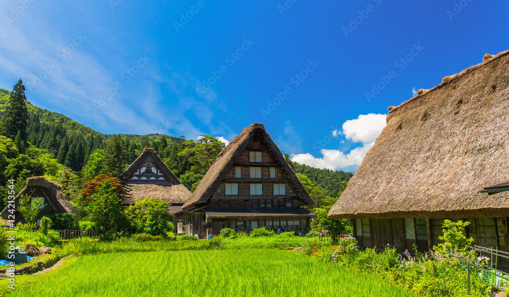 Historical Japanese village Shirakawago in spring Historical Japanese village Shirakawago in spring