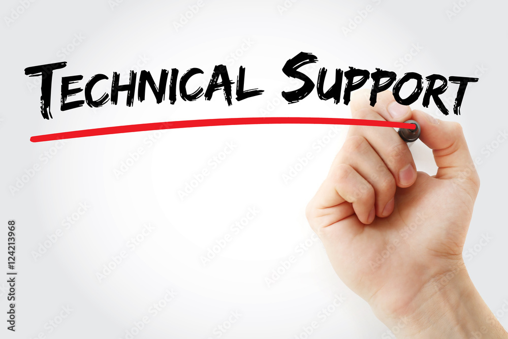 Fototapeta premium Hand writing technical support with marker, concept background