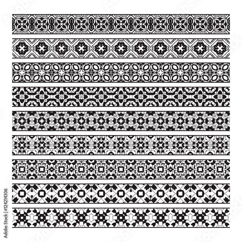 Traditional ornamental borders set. Page decoration elements