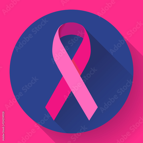 Realistic pink ribbon, breast cancer awareness symbol