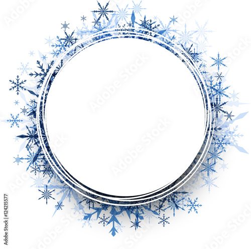 Winter round background with snowflakes.