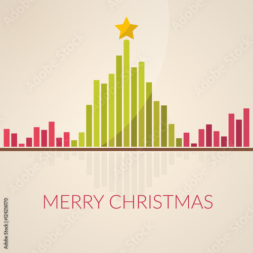 Music waveform as christmas tree. Sound of Christmas. Flat design...