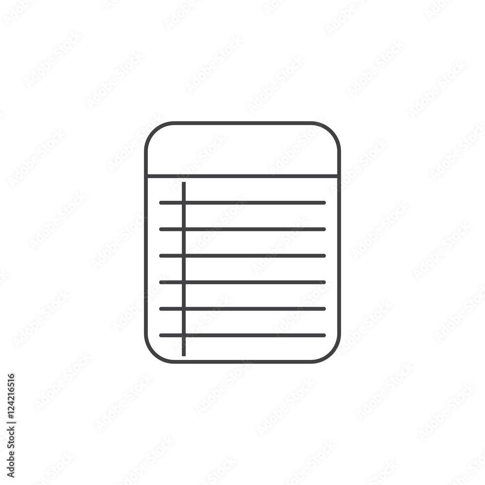 Memo Notepad thin line icon, outline vector logo illustration, linear pictogram isolated on white Memo Notepad thin line icon, outline vector logo illustration, linear pictogram isolated on white