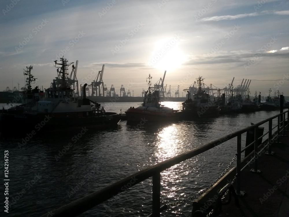 Hamburg Hafen Sonnenuntergang