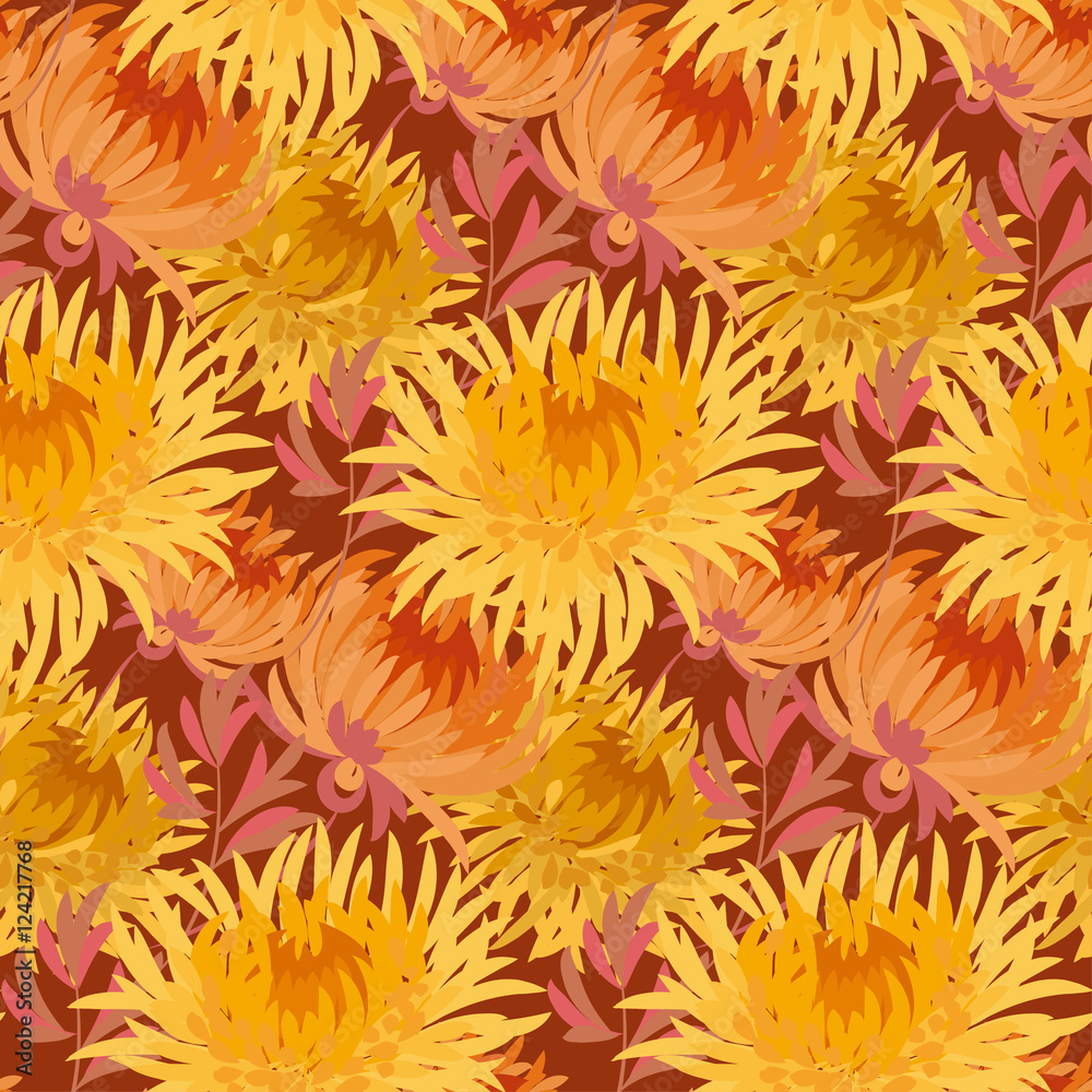 fall yellow floral seamless pattern. chrysanthemum repeatable mo fall yellow floral seamless pattern. chrysanthemum repeatable mo